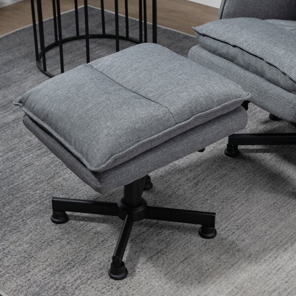 HOMCOM Swivel Massage Recliner Chair with Footstool, Remote Control, Steel Base, Cat Scratch Resistant, Grey Aosom UK