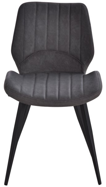 HOMCOM Set of 2 Leather Dining Chairs with Moulded Padded Seat, Steel Frame, PU Leather Upholstered Kitchen Chairs for Dining Room, Grey Aosom UK