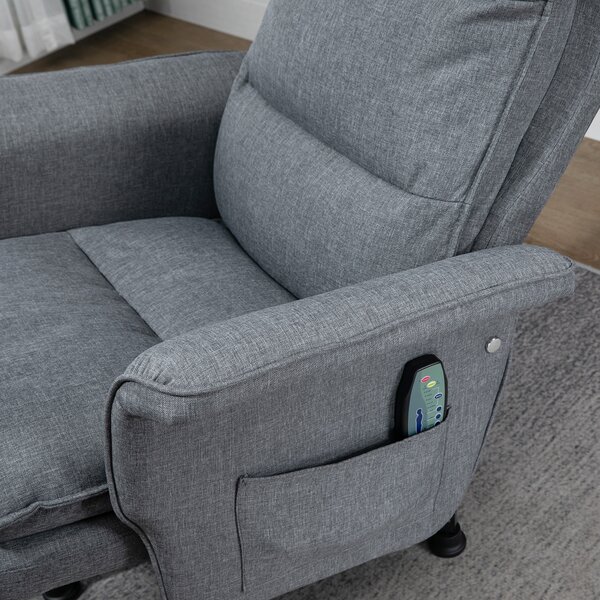 HOMCOM Swivel Massage Recliner Chair with Footstool, Remote Control, Steel Base, Cat Scratch Resistant, Grey Aosom UK