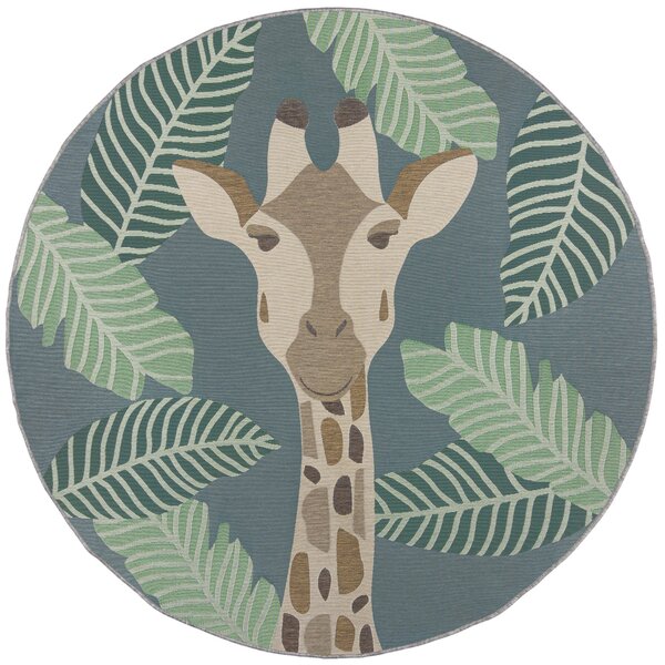 Eric Giraffe Tropical Outdoor Circle Rug