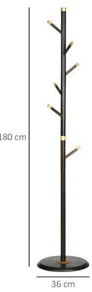 HOMCOM Hallway Hanger: Vintage Freestanding Coat Rack, Bamboo Frame with 6 Hooks, for Entryway, Hallway, Bedroom, Walnut Aosom UK