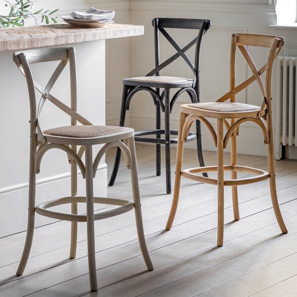 Cannock Set of 2 Bar Stools, Rattan