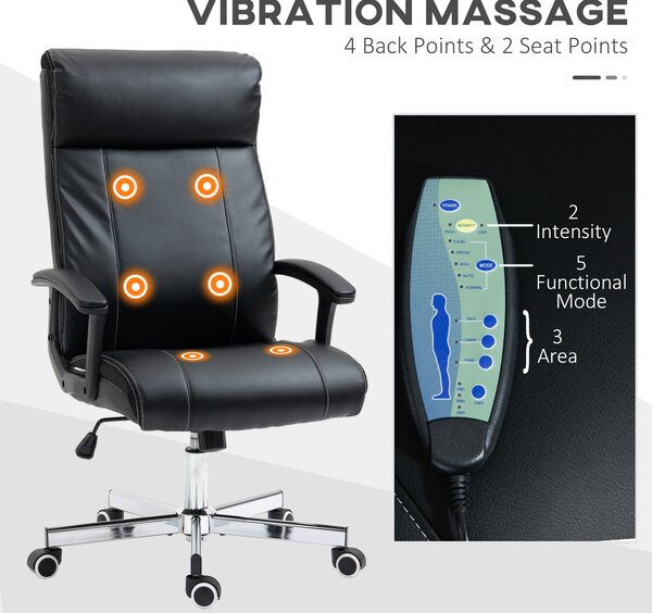 Vinsetto Massage Office Chair, High-Back VibrationComputer Chair with Tilt Function, Remote Control and Adjustable Height, Black