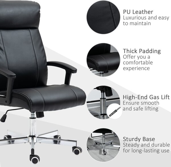 Vinsetto Massage Office Chair, High-Back VibrationComputer Chair with Tilt Function, Remote Control and Adjustable Height, Black