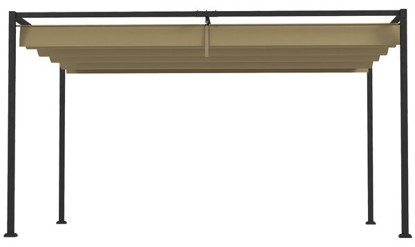 Outsunny 3 x 2m Retractable Pergola, Metal Pergola with Retractable Roof, Gazebo Canopy Shelter for Outdoor Patio, Khaki Aosom UK