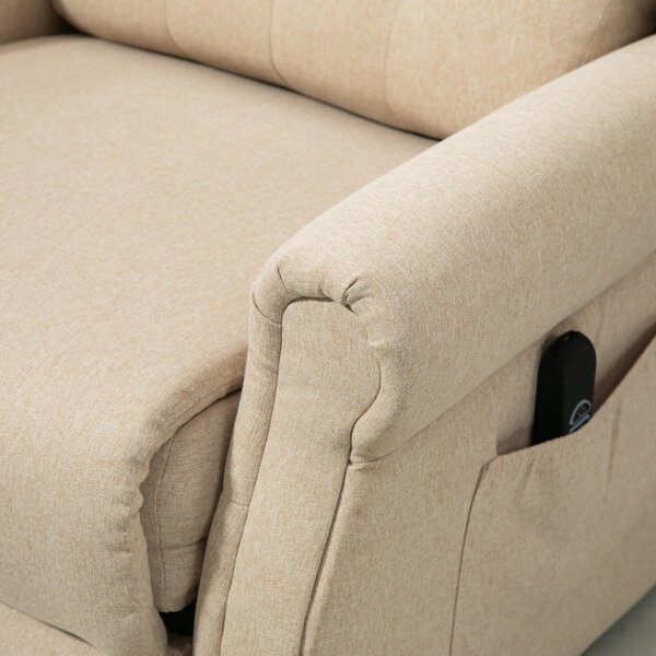 HOMCOM Power Lift Recliner Chair, Wingback Button Tufted Electric Lift Chair for Elderly, Fabric Riser and Reclining Armchair, Cat Scratch Resistant, Beige