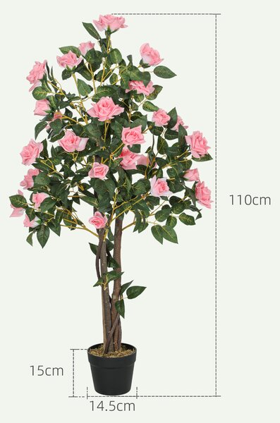 HOMCOM Set of Two Faux Rose Plants, with Pots