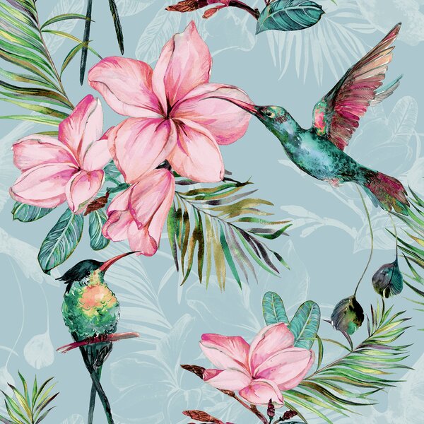 Paradise Luxe Light Blue Wallpaper