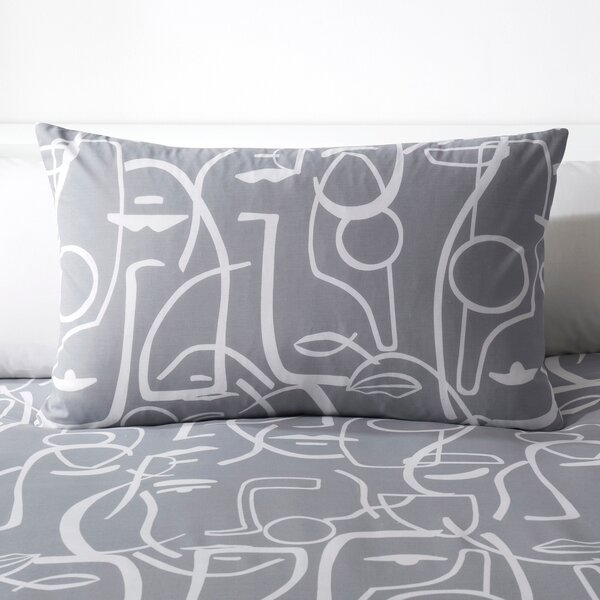 Everett Grey Reversible Duvet Cover and Pillowcase Set