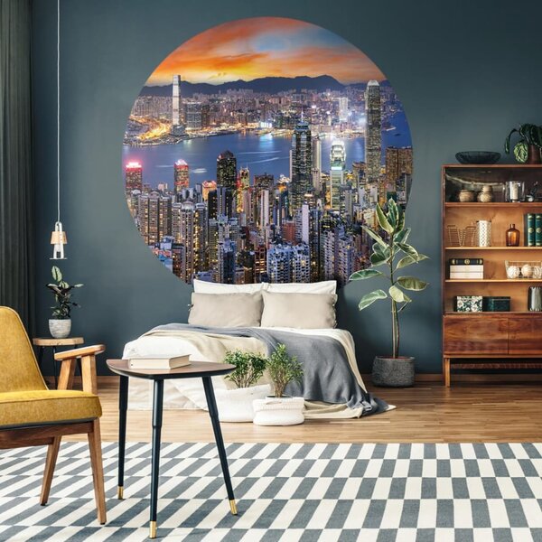 WallArt Wallpaper Circle Skyline by Night 190 cm