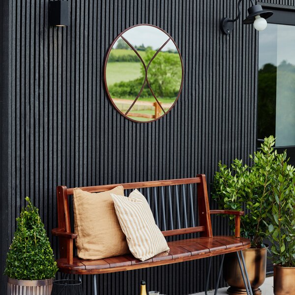 Lines Round Indoor Outdoor Wall Mirror