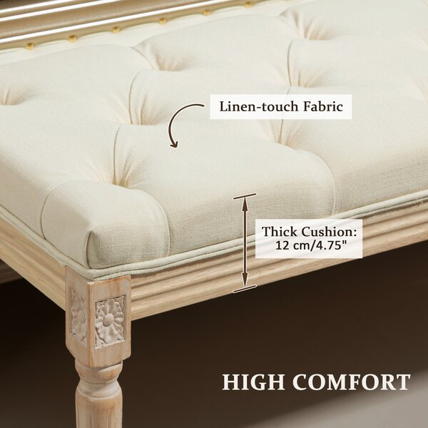HOMCOM Vintage Wooden Bed End Bench - Cream White