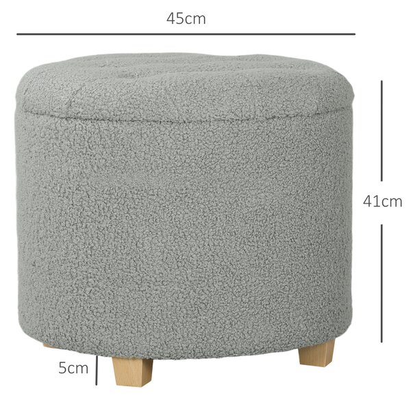 HOMCOM 31.8L Teddy Fleece Storage Ottoman - Dark Grey