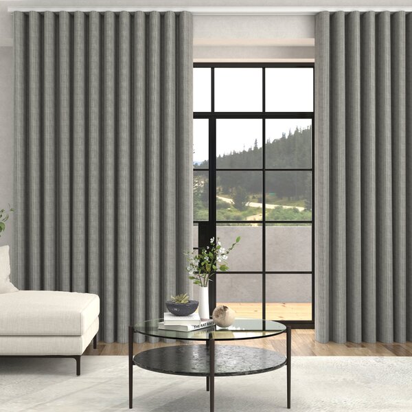 Jem Jacquard Stripe Made To Measure Curtains + FREE Track - Wave Dust