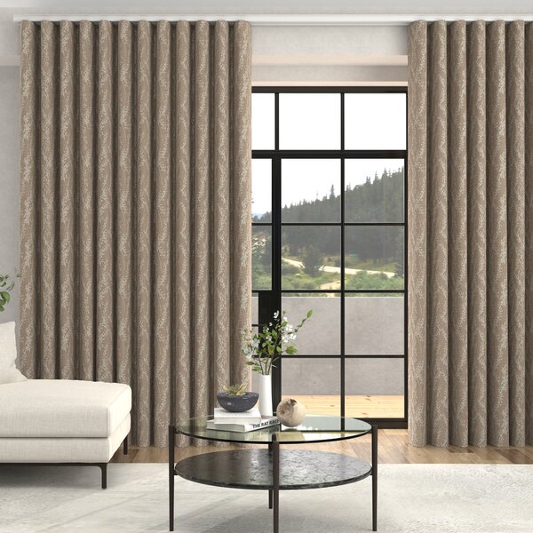 Grace Jacquard Floral Made To Measure Curtains + FREE Track - Wave Rose
