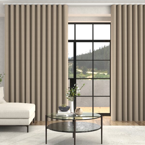 Jamie Jacquard Made To Measure Curtains + FREE Track - Wave Mushroom