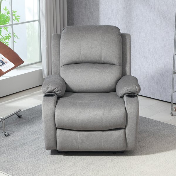 HOMCOM Microfibre Manual Reclining Armchair, with Footrest, Cat Scratch Resistant, Grey Aosom UK