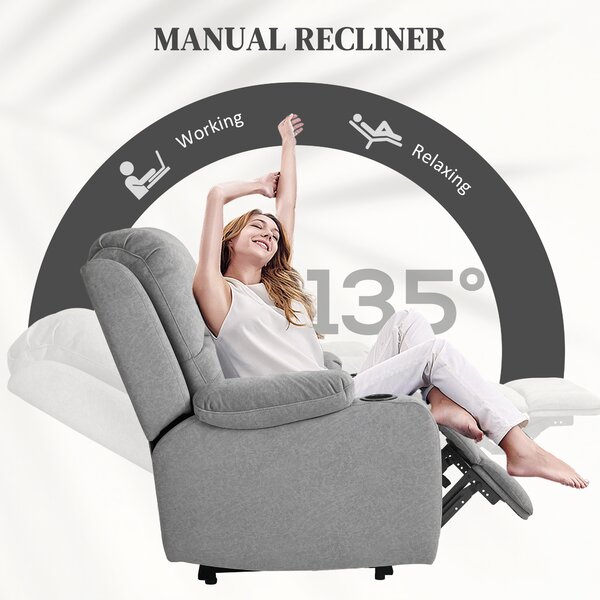 HOMCOM Microfibre Manual Reclining Armchair, with Footrest, Cat Scratch Resistant, Grey Aosom UK