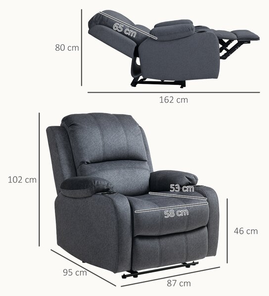 HOMCOM Microfibre Manual Reclining Armchair, with Footrest, Manual Recliner with Cat Scratch Resistant Material, Black Aosom UK
