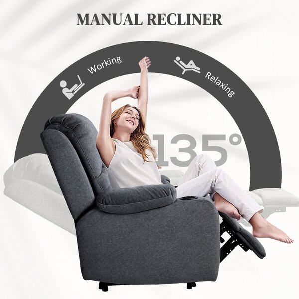 HOMCOM Microfibre Manual Reclining Armchair, with Footrest, Manual Recliner with Cat Scratch Resistant Material, Black Aosom UK