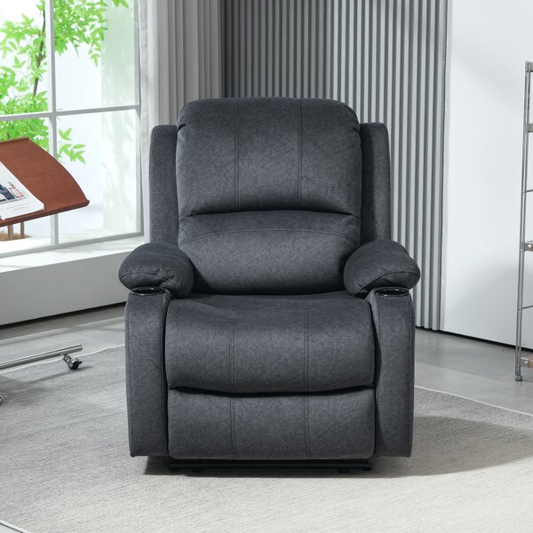 HOMCOM Microfibre Manual Reclining Armchair, with Footrest, Manual Recliner with Cat Scratch Resistant Material, Black Aosom UK