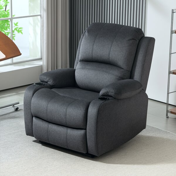 HOMCOM Microfibre Manual Reclining Armchair, with Footrest, Manual Recliner with Cat Scratch Resistant Material, Black Aosom UK