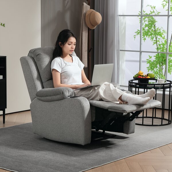 HOMCOM Microfibre Manual Reclining Armchair, with Footrest, Cat Scratch Resistant, Grey Aosom UK