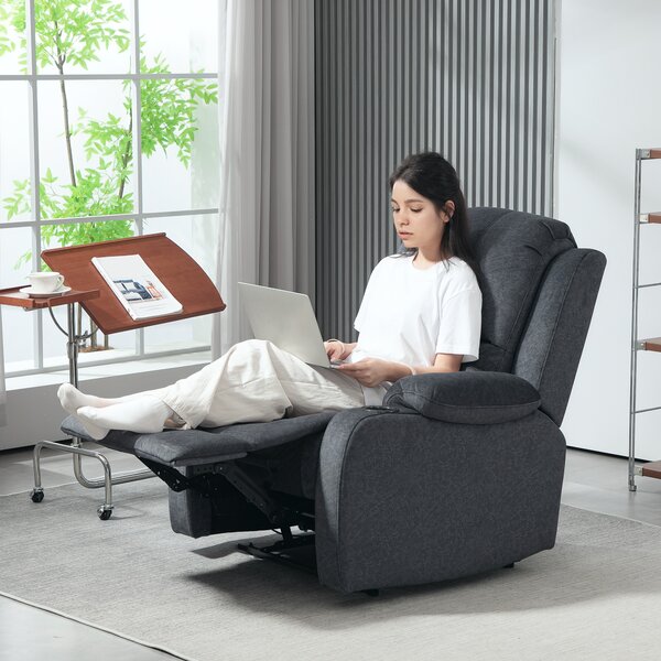 HOMCOM Microfibre Manual Reclining Armchair, with Footrest, Manual Recliner with Cat Scratch Resistant Material, Black Aosom UK
