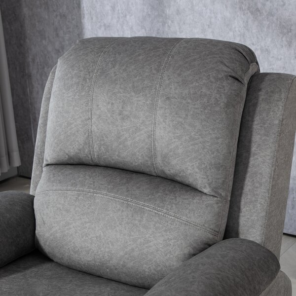 HOMCOM Microfibre Manual Reclining Armchair, with Footrest, Cat Scratch Resistant, Grey Aosom UK