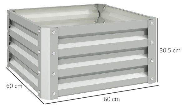 Outsunny Set of Two 60 x 60cm Steel Planter Boxes - Light Grey