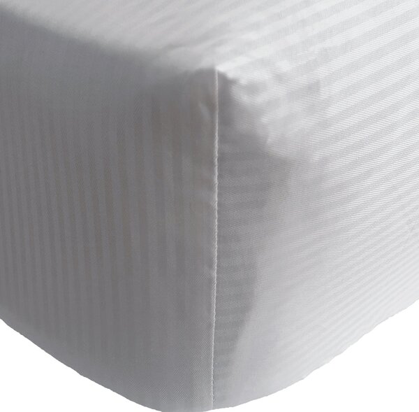 Catherine Lansfield 300 Thread Count Satin Stripe Fitted Sheet Single Grey