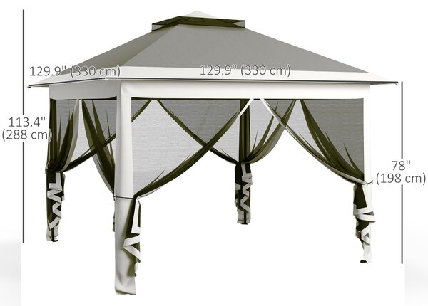 Outsunny Gazebo Pop Up with Sides, Waterproof Canopy Tent with Double Roof and Carry Bag for Patio Garden, Dark Grey Aosom UK