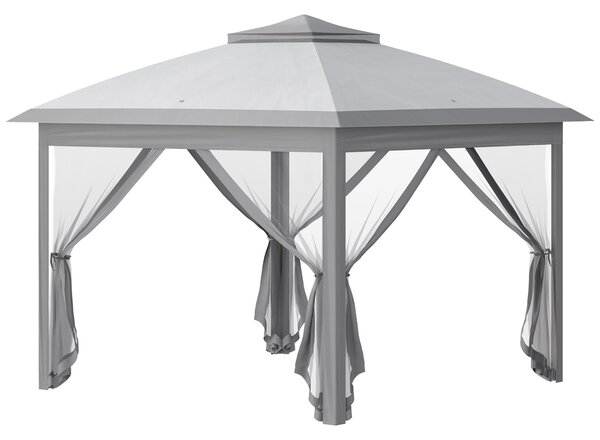 Outsunny 3.3 x 3.3m Pop Up Gazebo, Waterproof Outdoor Canopy with Double Roof, Zipped Mesh Sidewalls & Carry Bag, Portable Patio Tent for Outdoor Parties, Beige Aosom UK