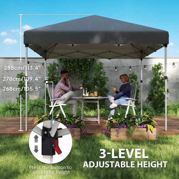Outsunny 3x3m Pop-Up Garden Gazebo with Sides & Weight Bags, Height-Adjustable Heavy-Duty Event Party Marquee Shelter, Dark Grey Aosom UK