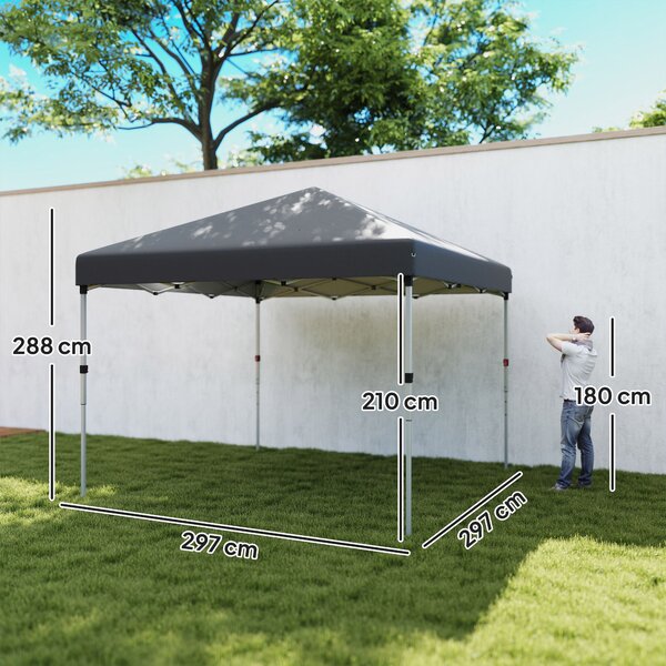 Outsunny 3x3m Pop-Up Garden Gazebo with Sides & Weight Bags, Height-Adjustable Heavy-Duty Event Party Marquee Shelter, Dark Grey Aosom UK