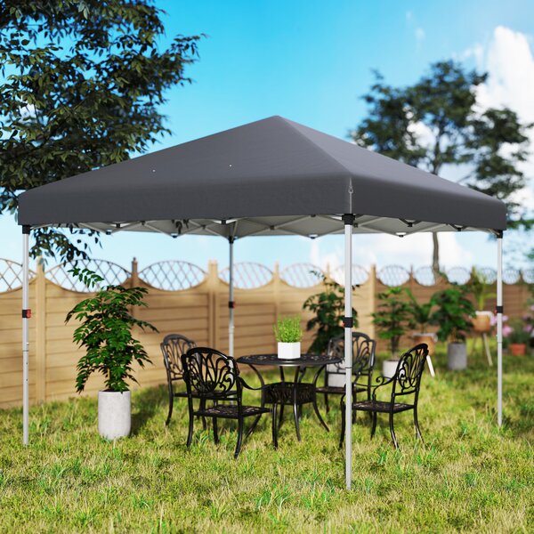 Outsunny 3x3m Pop-Up Garden Gazebo with Sides & Weight Bags, Height-Adjustable Heavy-Duty Event Party Marquee Shelter, Dark Grey Aosom UK