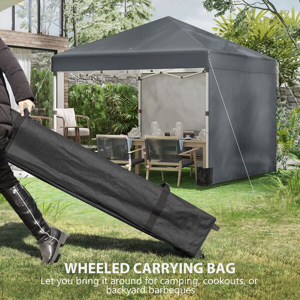 Outsunny 3x3m Pop-Up Garden Gazebo with Sides & Weight Bags, Height-Adjustable Heavy-Duty Event Party Marquee Shelter, Dark Grey Aosom UK