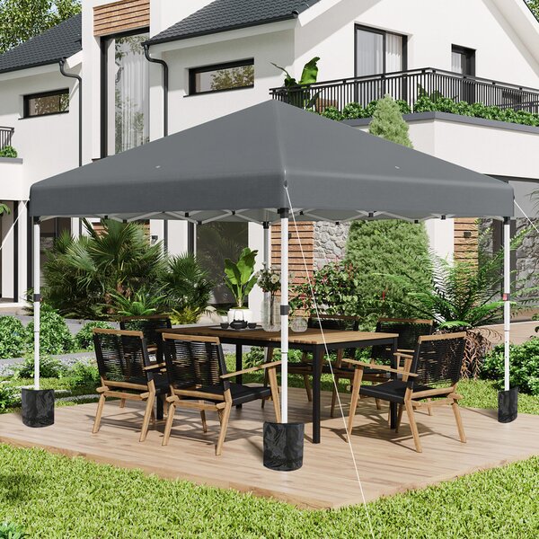 Outsunny 3x3m Pop-Up Garden Gazebo with Sides & Weight Bags, Height-Adjustable Heavy-Duty Event Party Marquee Shelter, Dark Grey Aosom UK
