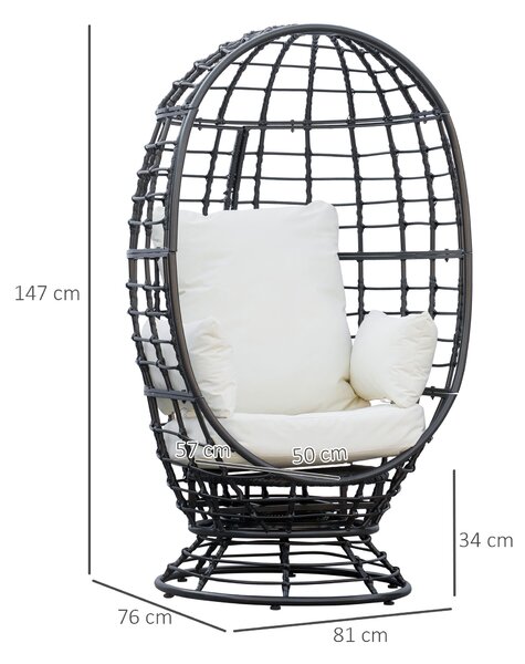 Outsunny 360° Swivel Egg Chair Outdoor, Cocoon Single Chair with Cushion for Patio & Conservatory Balcony, Black Aosom UK