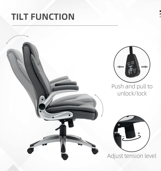 Vinsetto Faux Leather Executive Swivel Office Chair - Dark Grey