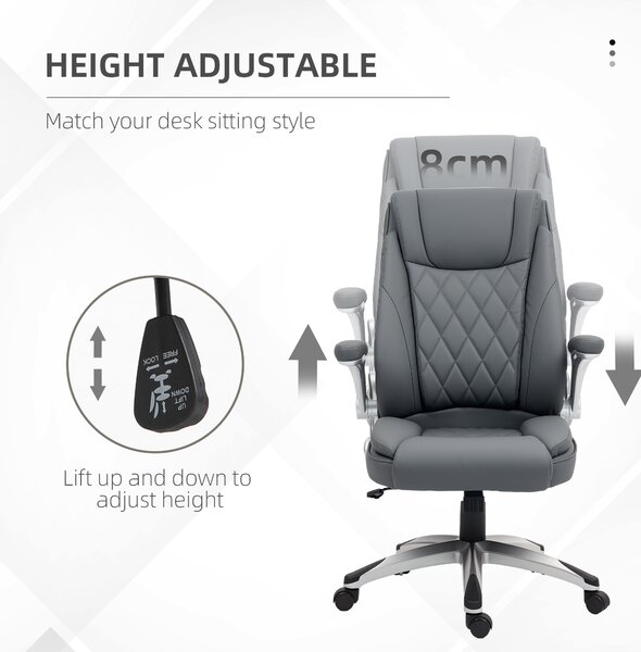 Vinsetto Faux Leather Executive Swivel Office Chair - Dark Grey