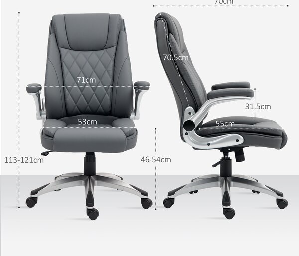 Vinsetto Faux Leather Executive Swivel Office Chair - Dark Grey