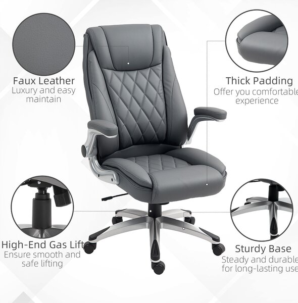 Vinsetto Faux Leather Executive Swivel Office Chair - Dark Grey