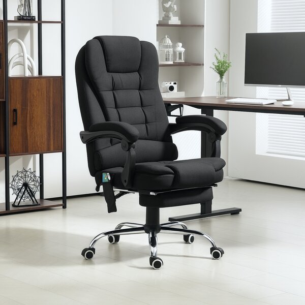 Vinsetto Heated 6 Points Vibration Massage Executive Office Chair Adjustable Swivel Ergonomic High Back Desk Chair with Footrest, Anti-Cat-Scratch, Black