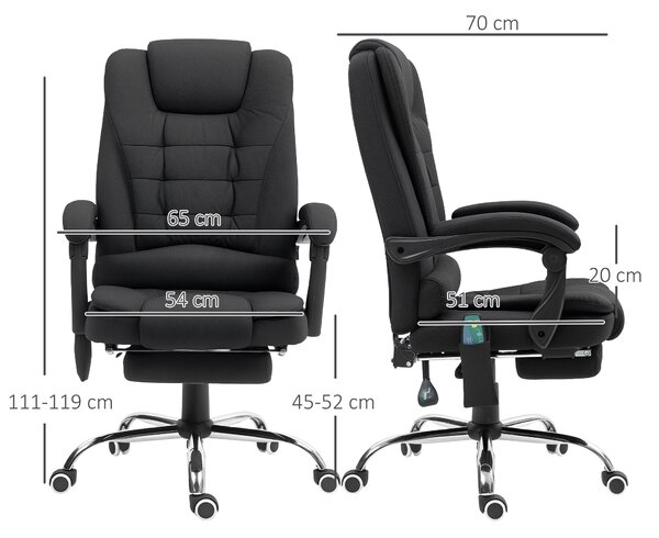 Vinsetto Heated 6 Points Vibration Massage Executive Office Chair Adjustable Swivel Ergonomic High Back Desk Chair with Footrest, Anti-Cat-Scratch, Black