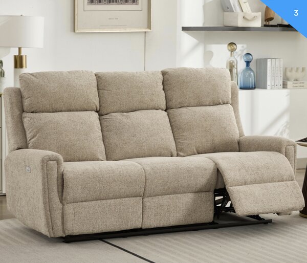 Medinah Fabric Electric 3 Seater Sofa - Beige
