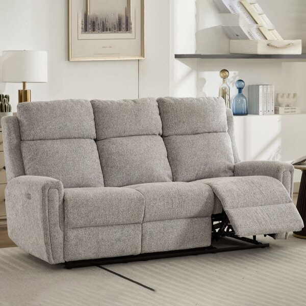 Medinah Fabric Electric 3 Seater Sofa - Ash