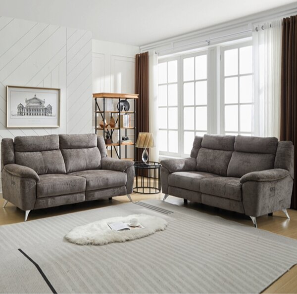 Mankato Fabric Electric Recliner 3+2 Seater Sofa Set - Stone