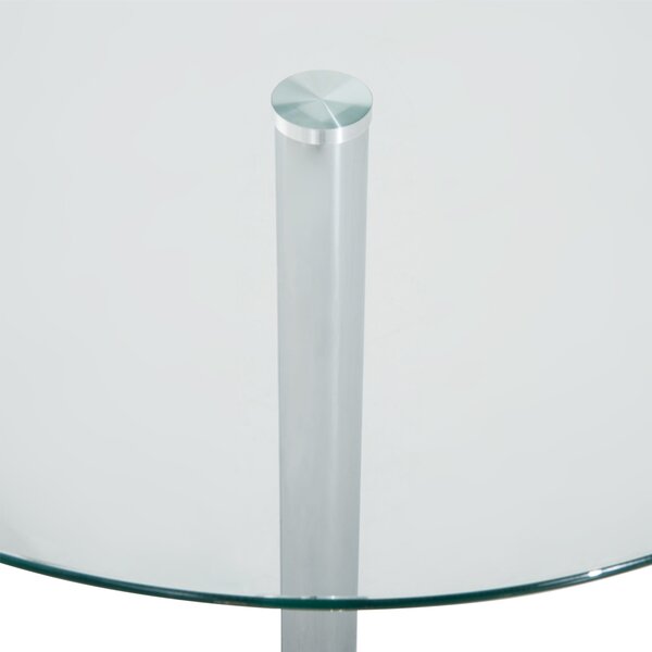 HOMCOM Round Kitchen Table w/ Tempered Glass Top, Steel Base, Modern Dining Table, Space Saving Small Bar Table, Silver Aosom UK