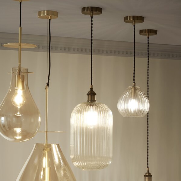 Abigail Tall Ribbed Glass Pendant Light